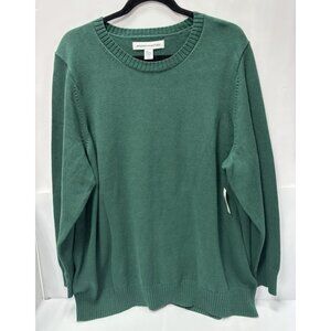 Womens Green Plus Size Sweater XXL 100% Cotton Soft Knit Long Sleeve Top Casual
